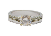 Sterling Silver Paste Set Double Band Effect Ring Vintage c1970 Size N 1/2