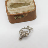 Sterling Silver Flower Basket Charm Pendant Vintage c1970