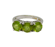 Sterling Silver Triple Round Peridot Dress Ring Vintage c1990 Size P 1/2