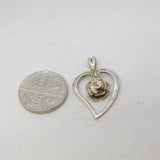 Sterling Silver Sweetheart with a Rose Charm Pendant Vintage c1970