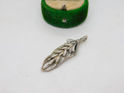 Sterling Silver Paste Set Feather Drop Pendant Vintage c1990