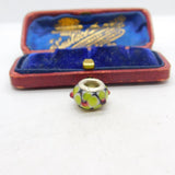Sterling Silver Coloured Glass Green Bead Charm Pendant Vintage c1970