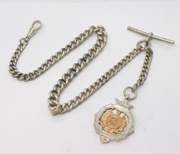 Edwardian Sterling Silver Graduating Albert Watch Chain Antique 1904 London