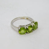 Sterling Silver Triple Round Peridot Dress Ring Vintage c1990 Size P 1/2