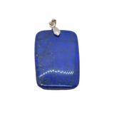 Sterling Silver Polished Lapis Lazuli Oblong Simplistic Pendant  Modern c1990s