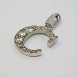 Sterling Silver Large Paste Set "C" Initial Charm Pendant Vintage c1970