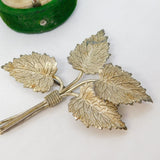 Sterling Silver Leaf Pattern Bunch Brooch Pin Vintage c1970