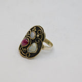 Sterling Silver Pearl, Amethyst & Shell Studio Ring Vintage c1970 Size N 1/2