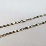 Sterling Silver Flat Curb Link Chain Necklace Vintage Birmingham c1970s