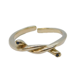 Sterling Silver Sapphire Twisted Knot Open Band Ring Vintage c1970 Size L 1/2