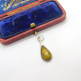 Sterling Silver and Green Amber Charm Pendant Vintage c1970