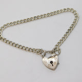 Sterling Silver Curb Link Charm Bracelet Heart Clasp Vintage 1977 London