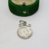 Sterling Silver King Edward VII Threepence Coin Charm Pendant Antique 1902