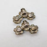 Studio Sterling Silver Floral Pattern Clip-On Earrings Vintage c1970s