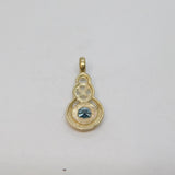 Sterling Silver Celtic Style Blue Topaz Set Drop Charm Pendant Vintage c1970