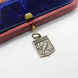 Sterling Silver Cannes Travel Shield Charm Pendant Vintage c1970