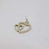 Sterling Silver Entwined Open Hearts Charm Pendant Vintage c1970