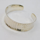 Sterling Silver Mexican Hammered Concave Cuff Bangle Bracelet Contemporary c2000