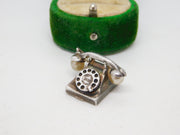 Sterling Silver Traditional Telephone Charm Pendant Vintage c1970