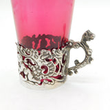 Edwardian Sterling Silver Classical Pattern Cranberry Tea Glass Antique London