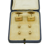 Boxed Set of Rolled Gold Collar Studs & Cufflinks Set Antique c1920s Art Deco