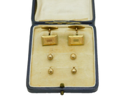 Boxed Set of Rolled Gold Collar Studs & Cufflinks Set Antique c1920s Art Deco