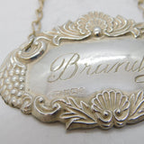 Sterling Silver Grape Pattern Brandy Decanter Label Vintage 1990 Birmingham