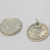 Sterling Silver Victorian 10 Cents Coin Charm Pendant Antique 1870