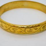 Art Deco Rolled Gold Floral Pattern Cuff Bangle Bracelet Antique c1930s