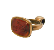 George III 9ct Gold Cased Carnelian Intaglio Anchor of Hope Fob Seal Antique