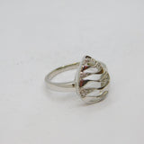 Sterling Silver Spinel Set Wavy Cut Out Peardrop Ring Vintage c1990 Size Q 1/2