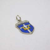.800 Silver Oberammergau Enamel Souvenir Shield Charm Pendant Vintage c1970