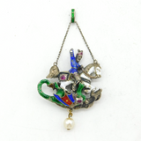 Austro-Hungarian Sterling Silver Enamel George Slaying the Dragon Pendant c1880s