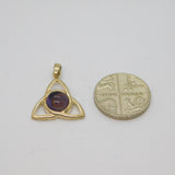 Sterling Silver Cabochon Amethyst Celtic Knot Charm Or Pendant Modern c1990s