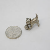 Sterling Silver Kitten with the Ball Charm Pendant Vintage c1970
