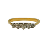 Victorian 18ct Yellow Gold Five-Stone Diamond Dress Ring Antique c1880s