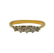Victorian 18ct Yellow Gold Five-Stone Diamond Dress Ring Antique c1880s