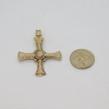 Sterling Silver Textured Patterned Greek Cross Pendant Vintage c1970s