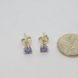 Pair of Sterling Silver Tanzanite Peardrop Minimal Stud Earrings Vintage c1990