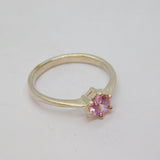 Sterling Silver Pink Topaz Solitaire Dress Ring Vintage c1970 Size K