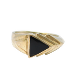 Sterling Silver Black Enamel Triangle Pattern Ring Vintage c1970 Size L