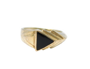 Sterling Silver Black Enamel Triangle Pattern Ring Vintage c1970 Size L