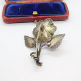 Filigree Sterling Silver Spring Flower Brooch Pin Antique c1920 Art Deco