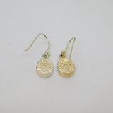Pair of Sterling Silver Oval Greek Opal Hook Drop Earrings Modern c1990