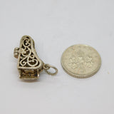 Sterling Silver Cutwork Hinged Lid Piano Charm Pendant Vintage c1970