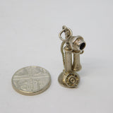 Sterling Silver Telephone Charm Pendant Vintage c1970