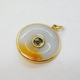 20th Century Chinese 14ct Gold, Natural Jade & Diamond Pendant Antique c1920s
