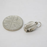 Sterling Silver Gothic Skull Charm Pendant Vintage c1970