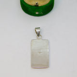Sterling Silver Modernist Mother Of Pearl Rectangle Charm Pendant Vintage c1970