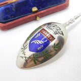French .800 Grade Silver & Colourful Enamel Cannes Crest Spoon Antique